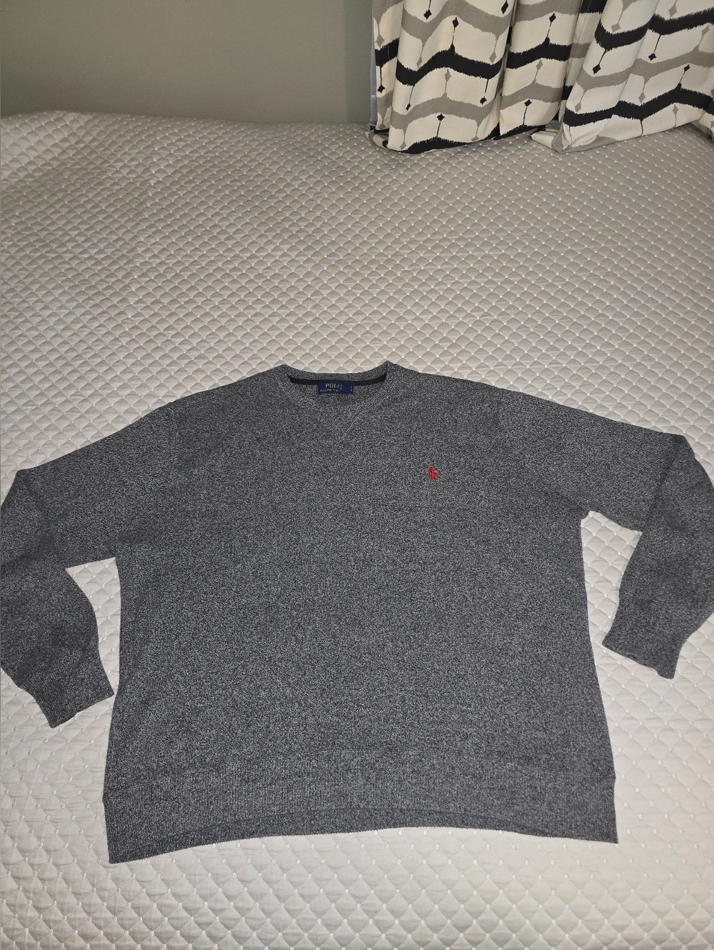 Lg - Polo by Ralph Lauren Gray Crewneck Sweater with Red Pony